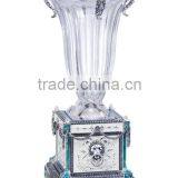 RORO King Supreme Lion Enamel Crystal Glass Decorative Vase Flower Receptacle