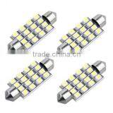 4 42mm 16 SMD LED White Car Dome Festoon Interior Light Bulb thumbnail-2
