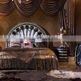 Vintage Classical Bedroom Furniture Set, Italian Style Carved Wooden Bed With Night Stand, Retro Imperial Bedroom Set thumbnail-1