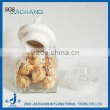 Square Buttom Airtight Glass Preserve Container With Bird Ceramic Lid thumbnail-1