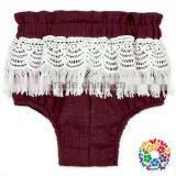 Wholesale Newborn Baby Clothes Boutique High WWaist Wine Ruffle Baby Bloomers thumbnail-1