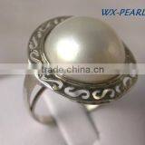 New Design Seawater Pearl Ring With Diamond Tahitian Pearl Ring thumbnail-1