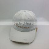 White Unstructured Washed Dad Cap Custom Distressed Hat thumbnail-2