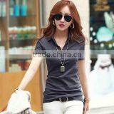 Women Polo Shirts Short Sleeves Fitted Tees Blank Tops thumbnail-1