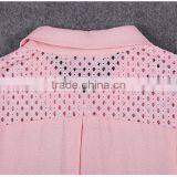 Beautiful Cutwork Blouse 2015 Trendy Pink Women Chiffon Blouse thumbnail-6