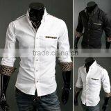 MOQ 5PCS Fashion Mens Shirts Leopard Trimming Shirt Italian New Design Men Casual Shirts thumbnail-1