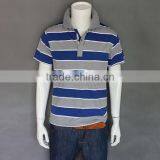 2016 New Model 100% Cotton Mens` Short Sleeve Strip Polo Shirt With Rib Collar thumbnail-3