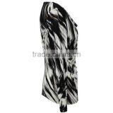 OEM Factory Cowl Neck Long Sleeve Stretchy Cotton Jersey Ladies Knitted White Black Leopard Printed Blouse thumbnail-2