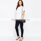 Loose Casual Maternity White t Shirts OEM Embroidered Smile Face t Shirt Wholesale Blank Maternity t Shirts thumbnail-4