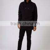 Plain Black Extreme Ripped Oversized Longline Distressed Hoodie Split Side Drawstrings Blank Sweatshirt Men thumbnail-3