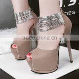 Zm50268b Fashion Waterproof Shoes Ladies High Heels 8cm High Heel Suede Women Sandal thumbnail-1