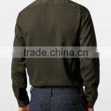 Khaki Long Sleeve Cotton Shirt With Double Chest Pocket thumbnail-2