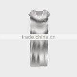 Ladies Stripe Dress Shortsleeve Maxi Dress thumbnail-4