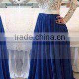 2016 Scoop Prom Dresses A Line Chiffon With Applique Sweep Train Dark Royal Blue thumbnail-3
