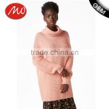 oem solid color long pullover lazy style turtleneck sweater women with best prices