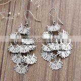 New Fashion Copper Filigree Stamping Earrings Ear Wire Hooks Halloween Owl Silver Tone Hollow 70mm thumbnail-1
