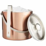 Copper Stainless Steel Ice Bucket Barware Kit - Double Walled Insulated with Lid, Carry Handle and Tongs Set