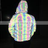 Winter Dazzling Reflective Color Cotton Padded Hoodie Jacket for Men and Women thumbnail-2