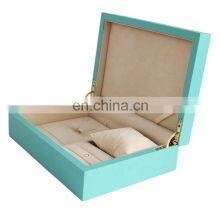 Wholesale Luxury Delicate Tiffany Blue Cardboard and Leather Jewelry Gift Boxes