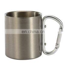 High Quality 220ML Double Walled Stainless Steel Mug With Carabiner Handle thumbnail-3
