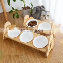Reasonable Price Pet Bowls Stainless Steel Stylish Multifunction Dog Cat Food Feeder Bowls Bamboo Elevated Custom Logo thumbnail-2