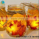 Gold Autumn Leaf Mason Jar Candle Holder for Home Decration 100% Quality Protection