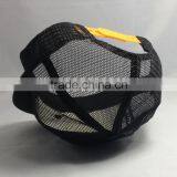 Custom Flat Brim Trucker Cap Glod Metal Plate Mesh Cap 6 Panel Pu Brim Trucker Hats thumbnail-4