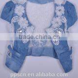 Women Custom Stylish Denim Beading Jean Jacket With Lace