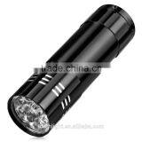 Camping Mini 9 LED Flashlight High Power 9 Leds Flash Light Black Hiking Torch Lamp Flashlight Use 3* AAA Battery thumbnail-1