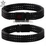 Wholesale Men Bracelet 2016 Logo Chain Stainless Steel Black Wheat Franco Chain Bracelet