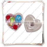 LJ0119 2014 Newest Design Alloy Snap Charm, Heart Snap Press Button With Rhinestone