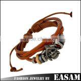 Custom Leather Braided Bracelet With Skull thumbnail-1