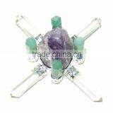 Rough Amethyst Cone Green Crystal 8-Point Energy Generator