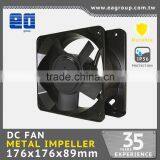 Taiwan UL CE TUV ROHS Certified IP55 DC Cooling Fan DC Metal Impeller With DC Brushless Fan Motor in 176x176x89mm thumbnail-1