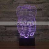 3D Optical Night Light Tooth 7 RGB Light Colors 10 LEDs AA Battery or DC 5V Mixed Lot thumbnail-3