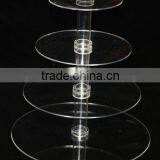 Round Clear 5 Tier Acrylic Wedding Cake Stand for Sale thumbnail-2