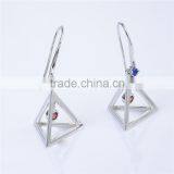 2016 New Trending Designs Bezel Setting Red And Blue Cz Dangle Earing thumbnail-3