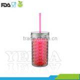 16OZ Pineapple Shape Double Wall Plastic Mason Jar Tumbler With Tin Lid thumbnail-3