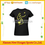 women short sleeve blank black badminton sport wear shirts slim fit
