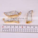 Druzy Quartz Stone Pendant Gold Plated Edged Horn Pendant Jewelry thumbnail-3