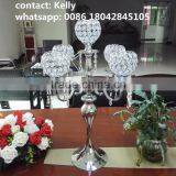 2016 High Quality 5 Arms Silver Crystal Wedding Candelabra for Wedding Party&hotel Decoration thumbnail-1