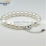 2016 Charm Bracelet Pearl Jewelry 925 Sterling Silver Oblate Love Button Bracelet Natural Freshwater White Pearl Bracelet