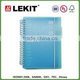 Blue Pvc Board Spiral Note Book With Elastic Closure, Spiral Bound Book Printing