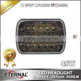 5x7in 45W sealed beam led headlight dual beam light with H4 plug for automotive truck