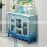 Mediterranean Style Sideboard, Sailing Boat Handpainting Dining Room Cupboard, Wooden Double Door Kitchen Cabinet (BF01-X1150) thumbnail-2