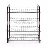 Vivinature 12-pair Shoe Rack Black Steel Wire With Wood Frame thumbnail-5