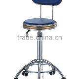 Leather Backrest Stool With Gas Lift and Wheels thumbnail-1