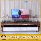 Golden tv Stand Design With Manmade Stone Top thumbnail-1