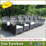 Luxury Outdoor Extended Glass Dining Table and Teakwood Chairs thumbnail-6