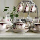 Porcelain Tea Sets High Quality Bone China Coffee Cups Set Ceramic Coffee Cup and Saucer Wedding Gift 17pcs Tea Set